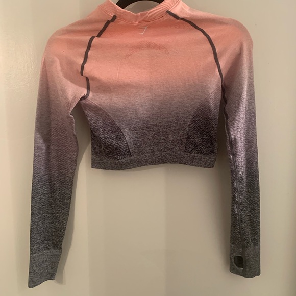 Gymshark ombré seamless long sleeve crop top size small new without tags - Picture 2 of 3